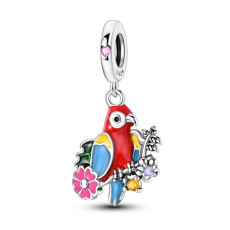 925 Silver Charms Colorful Pendants Charm Bracelet
