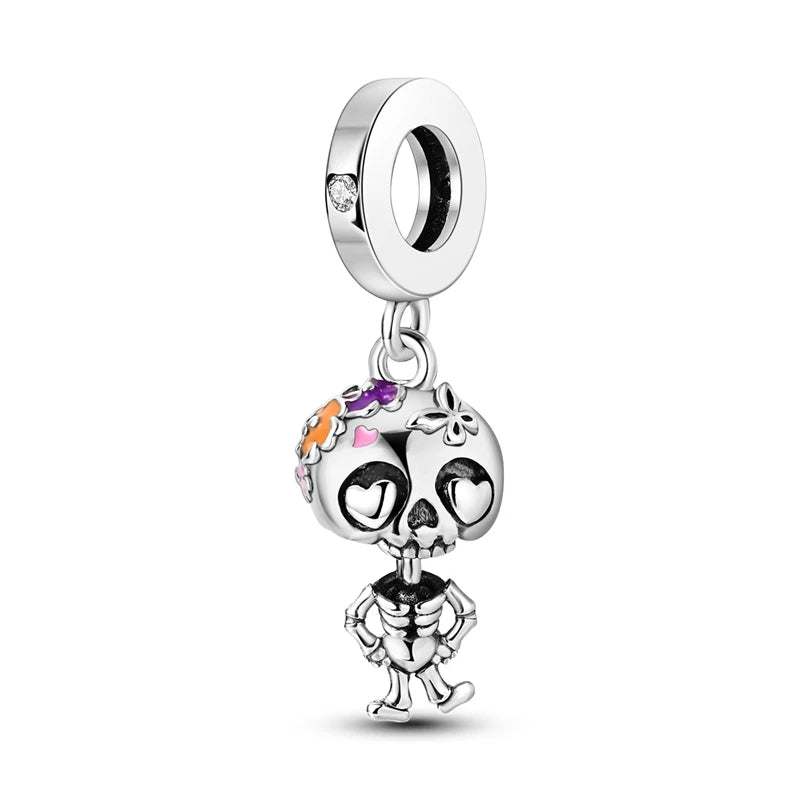 925 Silver Charms Colorful Pendants Charm Bracelet