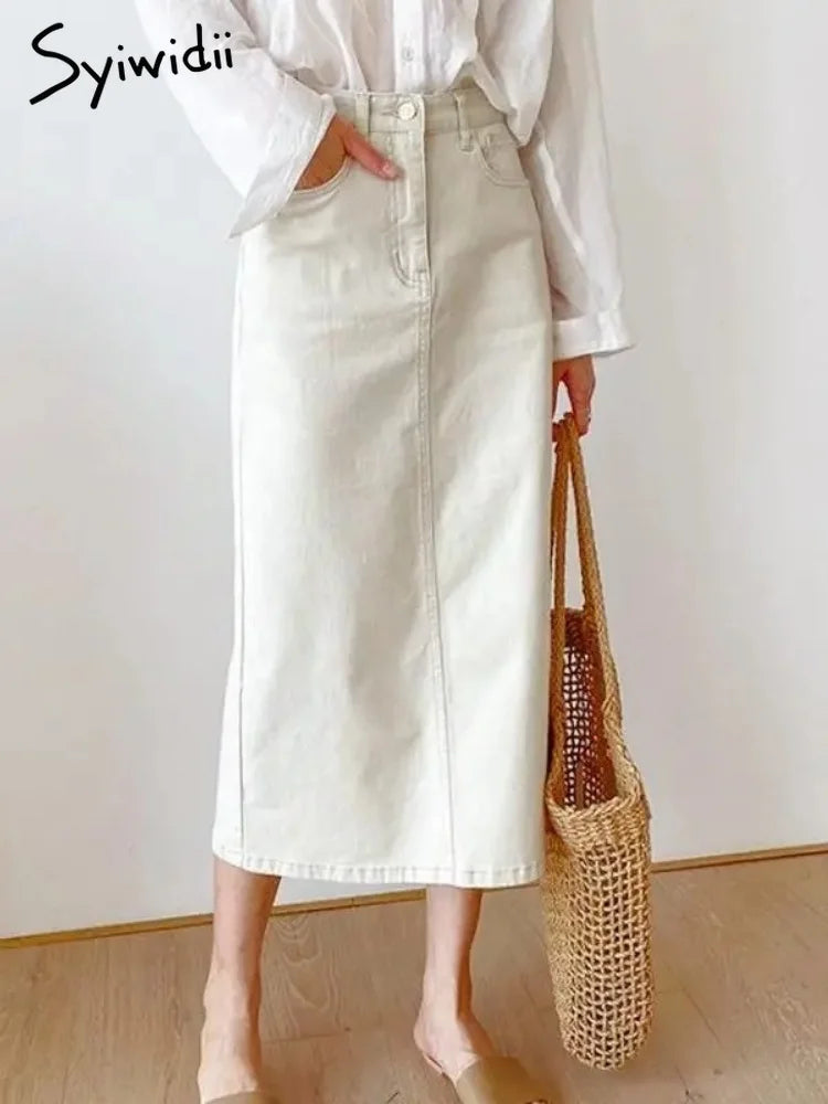 Denim Long Skirts  A Line