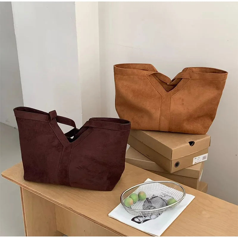 Luxury Y-shaped Suede Handbag Designer Tote Bag