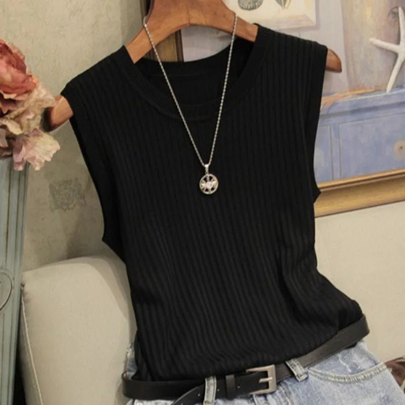Knitted Vests O-neck Sleeveless
