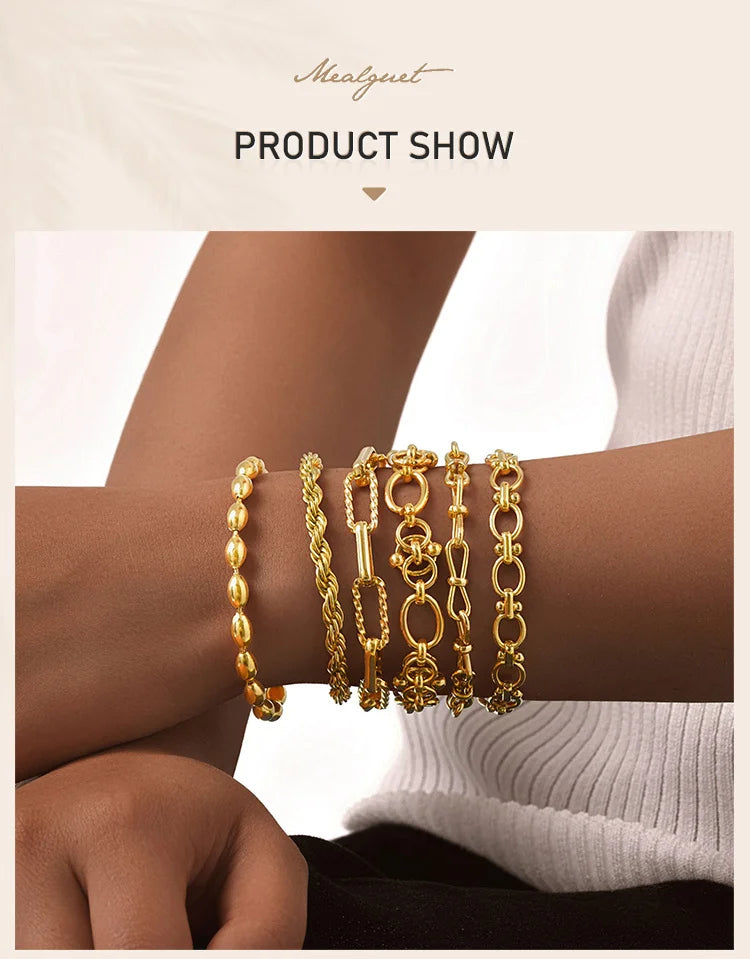 Gold Plated Layering Bracelets Wristband Waterproof Jewelry