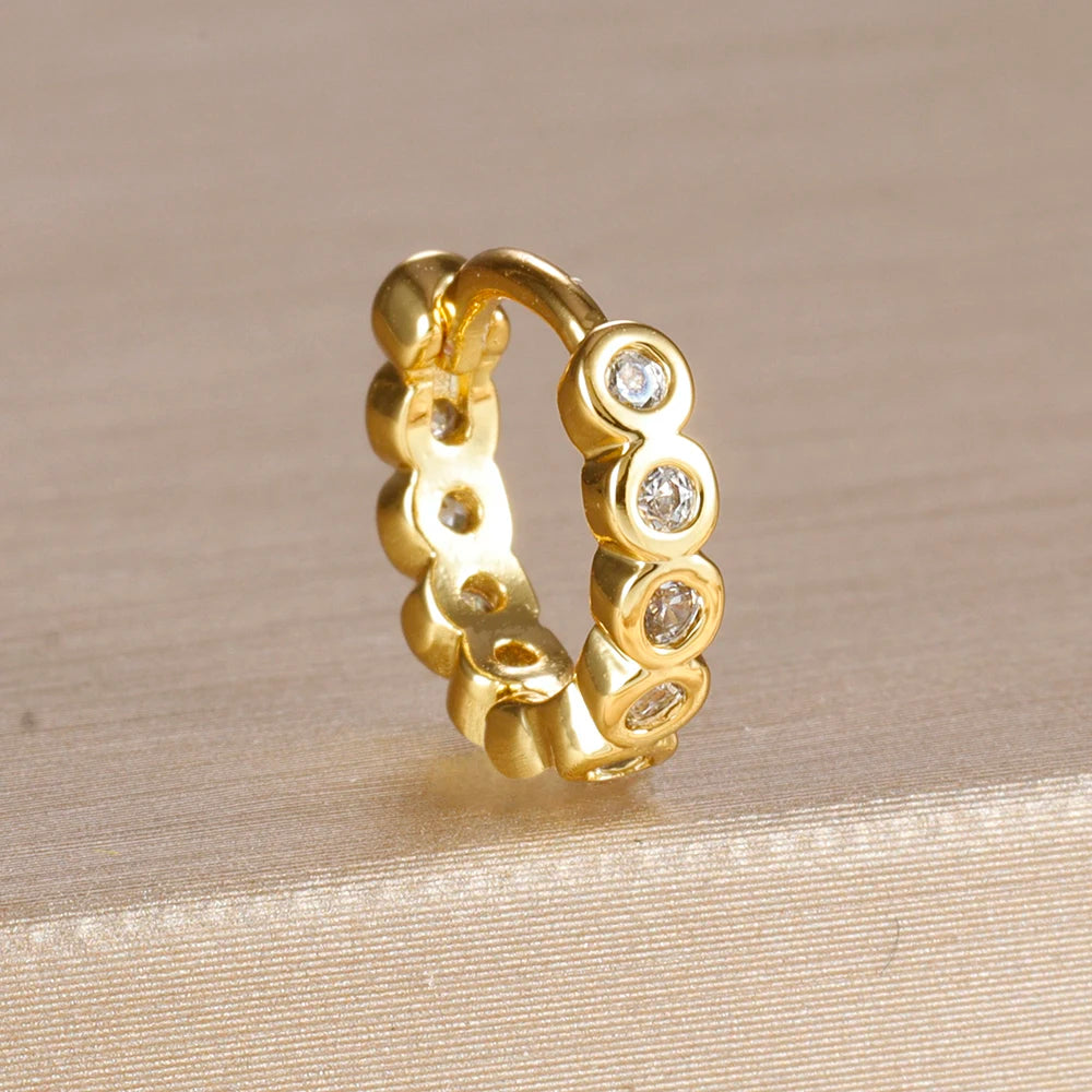 18K Gold Plated Stainless Steel Round Circle Earrings