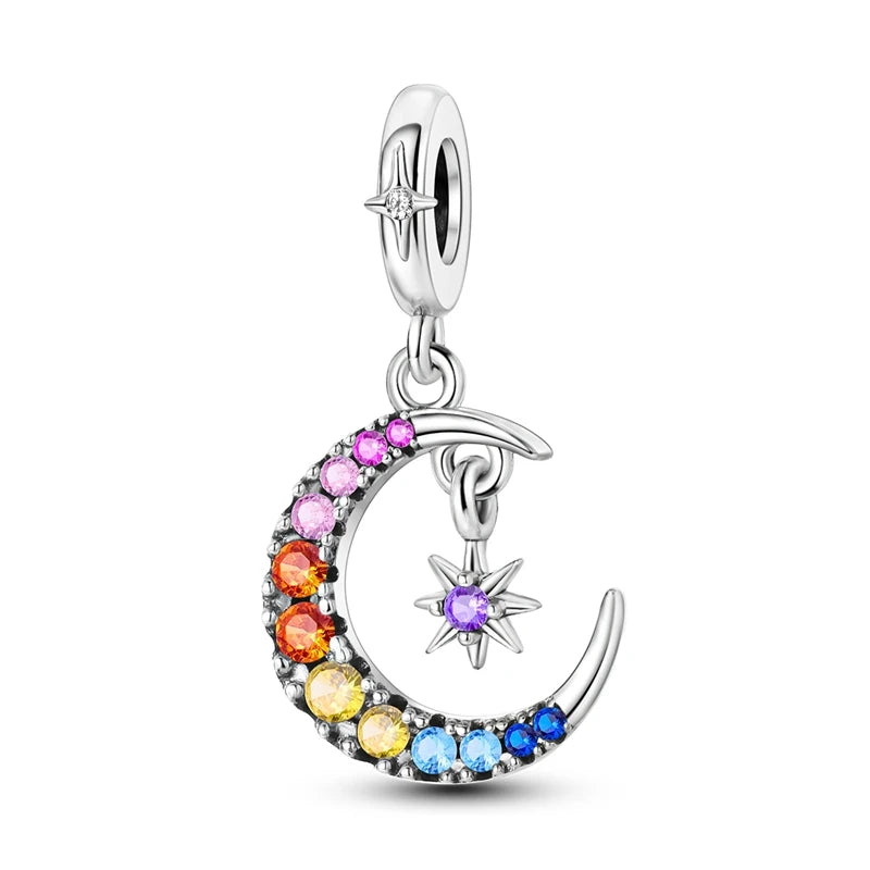 925 Silver Charms Colorful Pendants Charm Bracelet