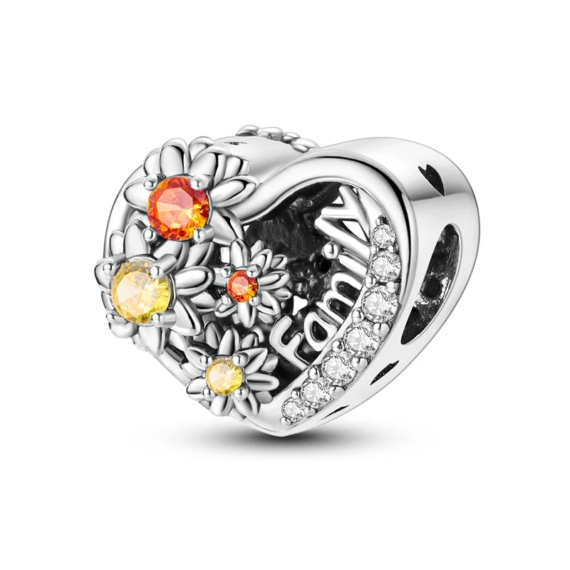 925 Silver Charms Colorful Pendants Charm Bracelet