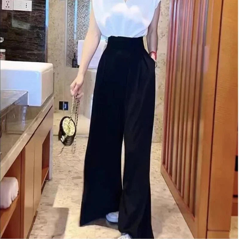 Wide Leg Pants High Waist Pleated Fashion