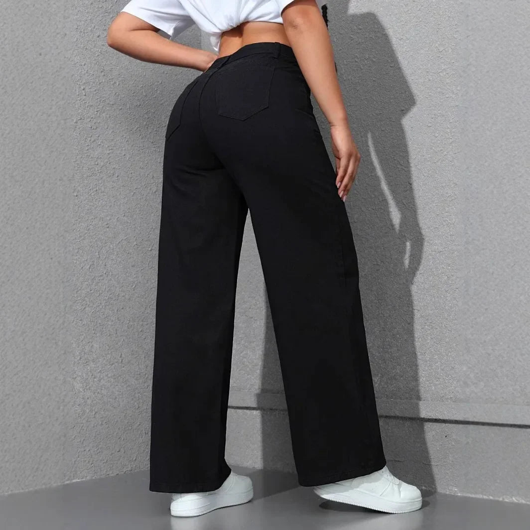 Denim Washed Distressed High Waist Floor Length