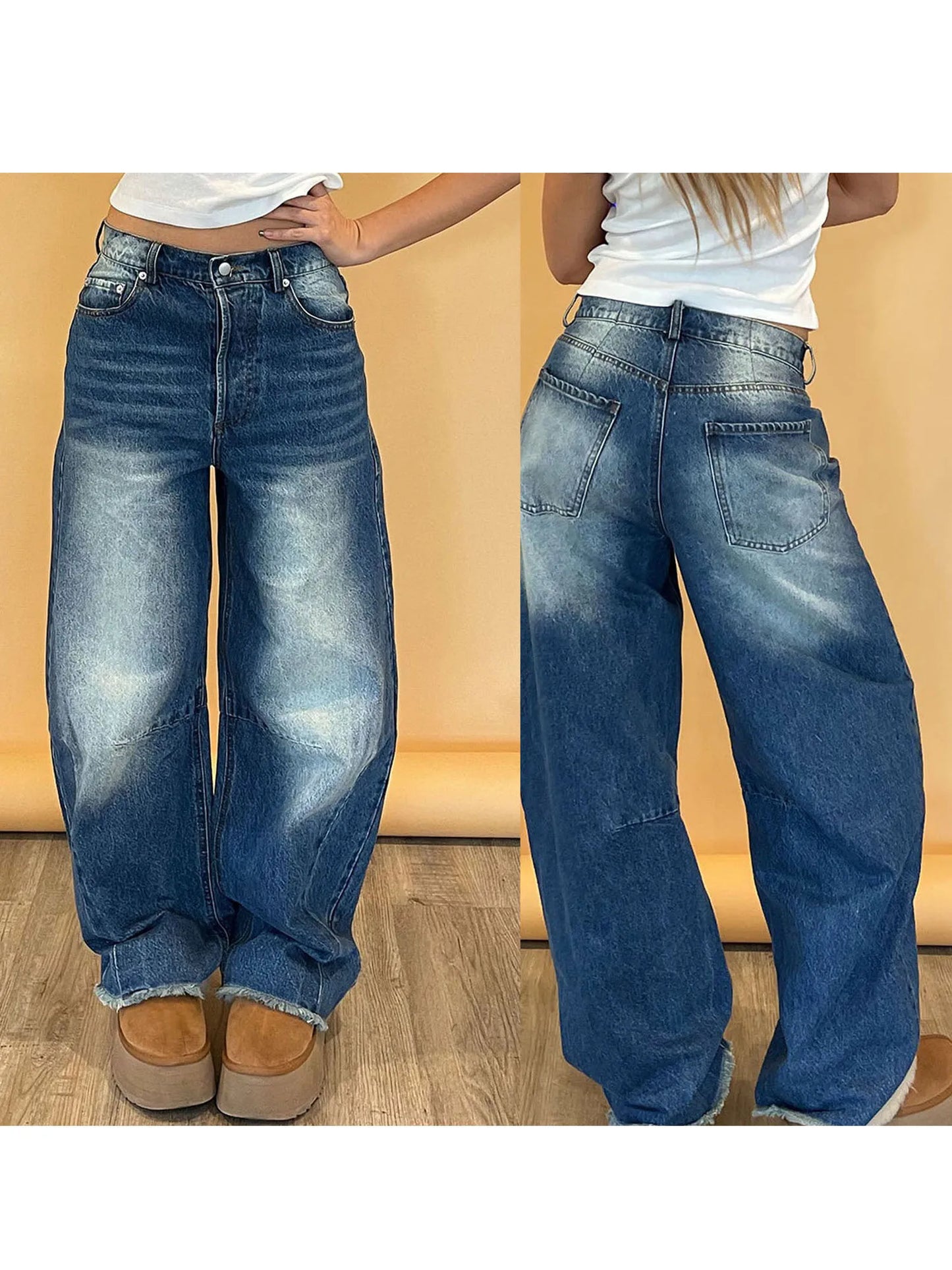 Women s Vintage High Waist Wide Leg Jeans