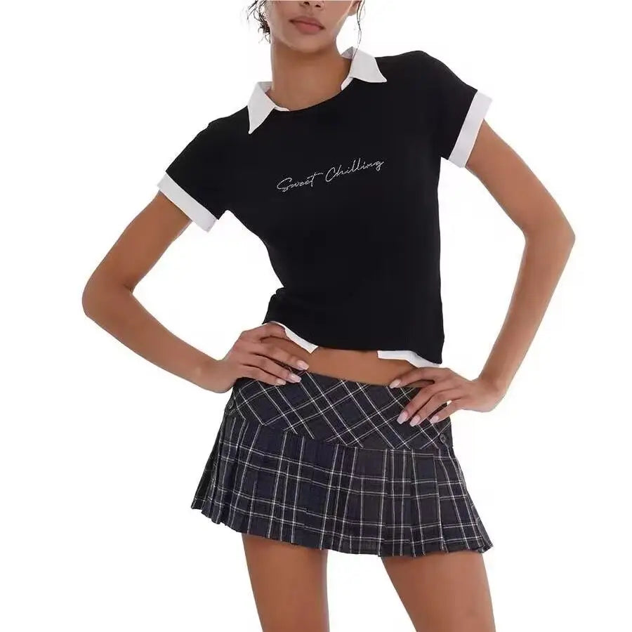 Mini Pleated plaid skirts preppy style
