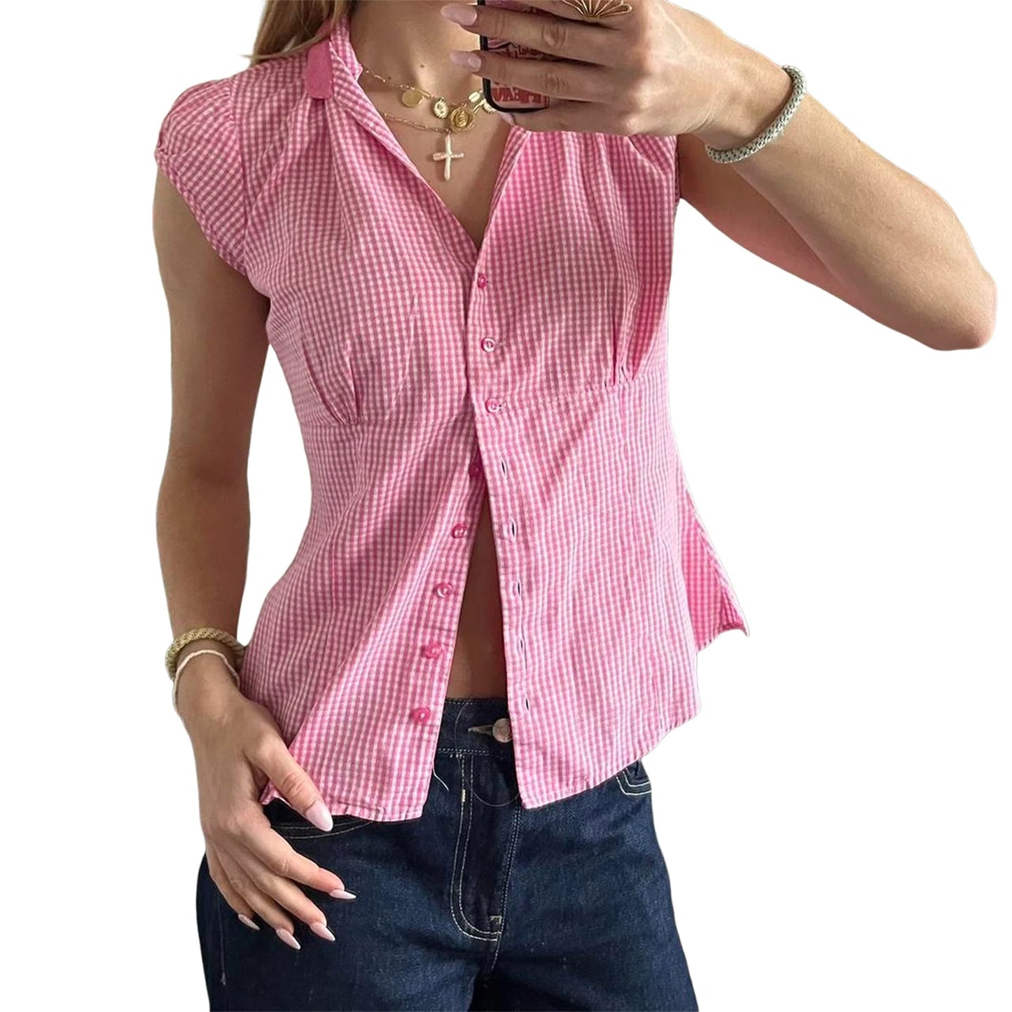 V-Neck Sleeveless Tank Top with Ruffle Hem