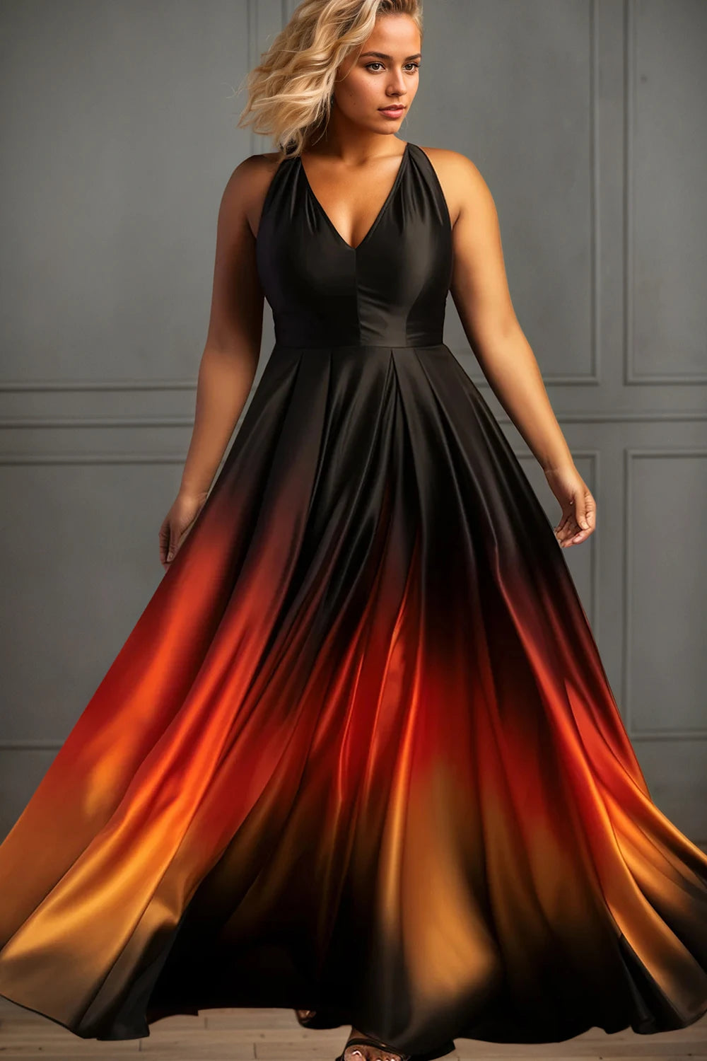 Plus Size Gradient Elegant Evening Dress