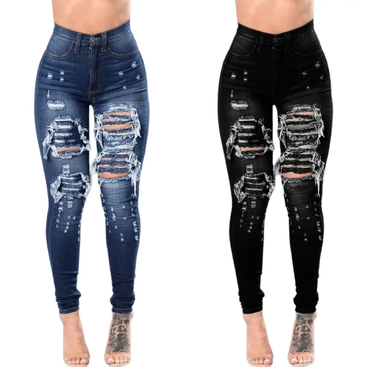 High Waist Ripped Jeans Trousers S-3XL