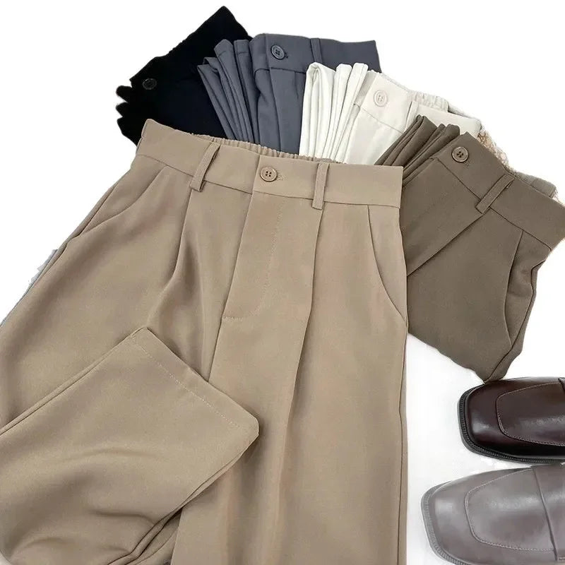 High Waist Slimming  Wide Leg Suit Pants