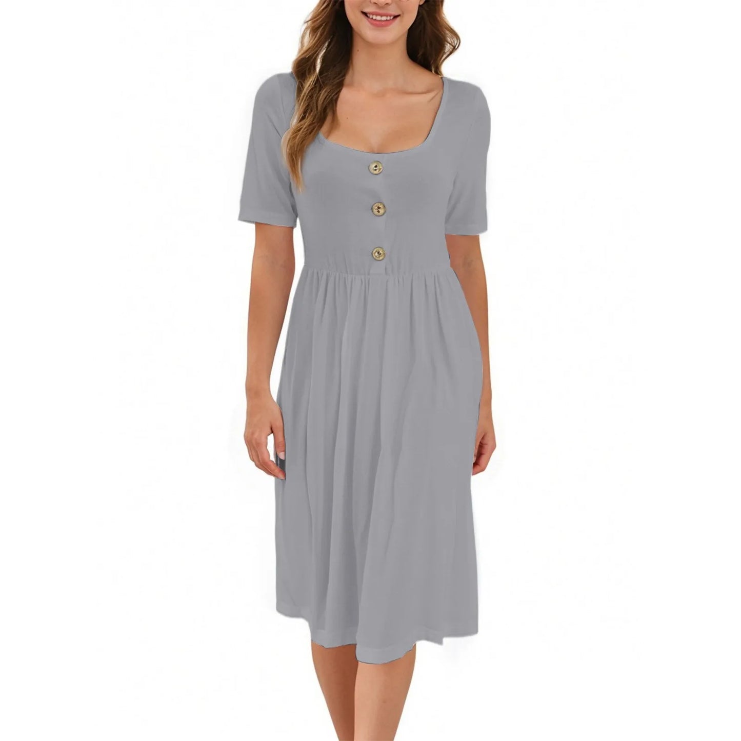 Fashionable Short Sleeve Midi Dress