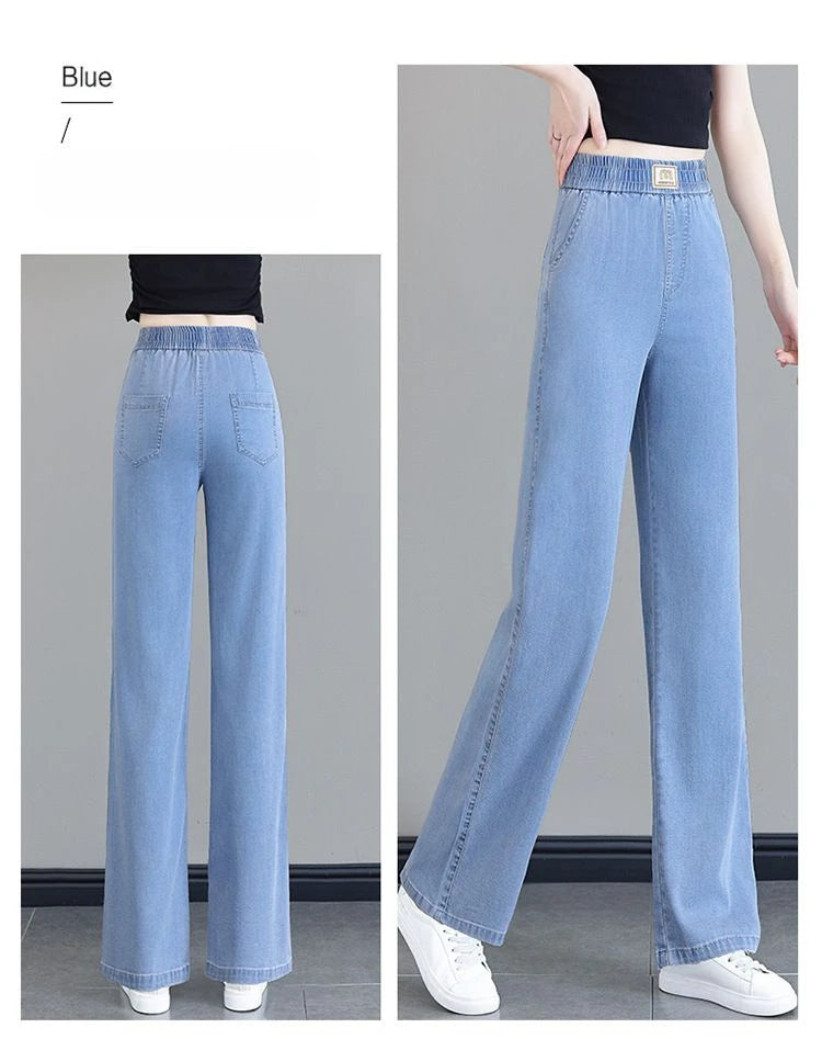 Tencel Jeans Wide Leg Pants Lightweight Stretch