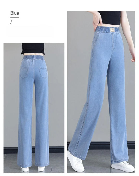 Tencel Jeans Wide Leg Pants Lightweight Stretch