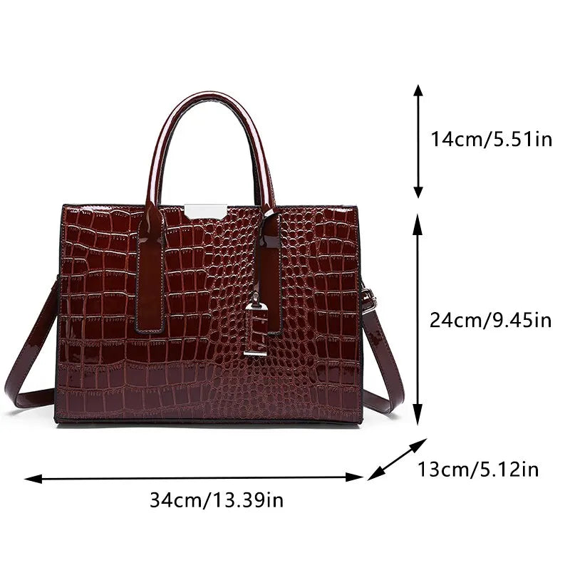 Crocodile Print Large Capacity Crossbody Bags