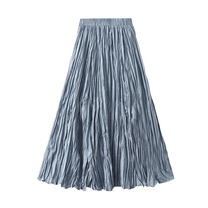 Pleated A-line Midi Skirt