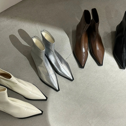 Ankle Boots Pointed Toe Low Heel