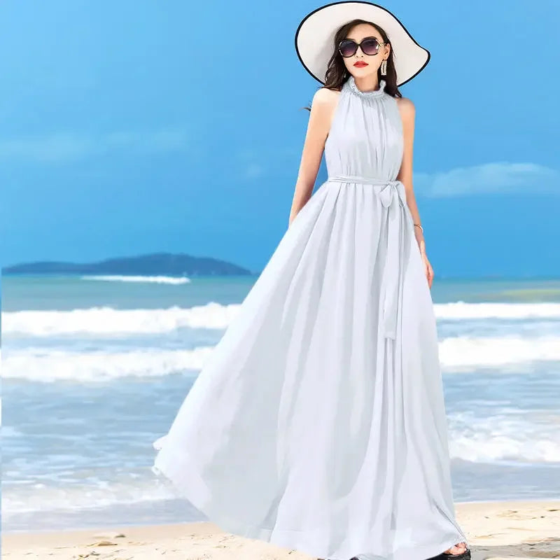 Long  A Line Sleeveless Summer Dress