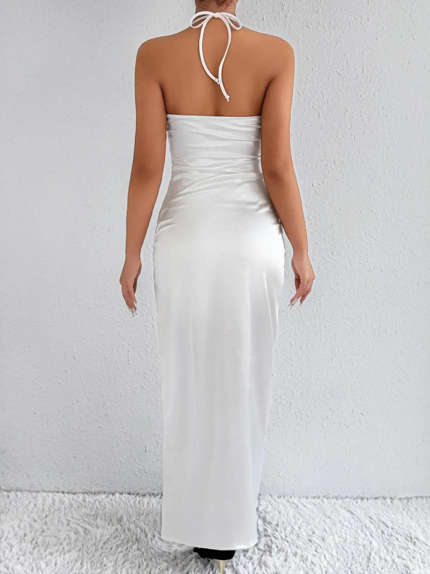 Sexy Solid Halter V Neck Backless