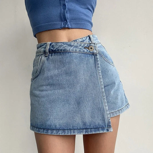 High-waisted Slimming Denim Skirt  A- line Shorts