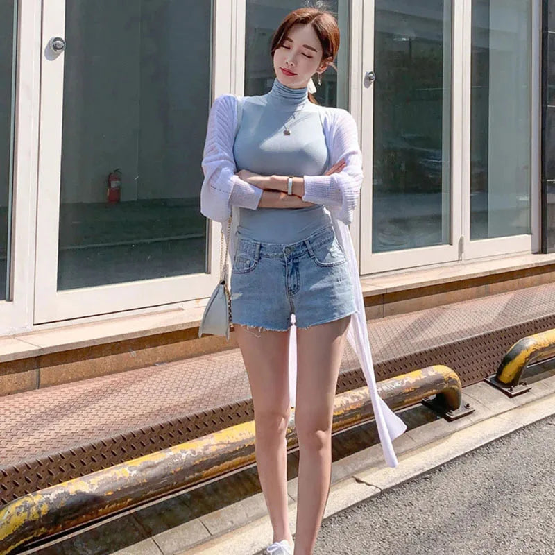 Blouse Sleeveless  Turtleneck Corset Tops