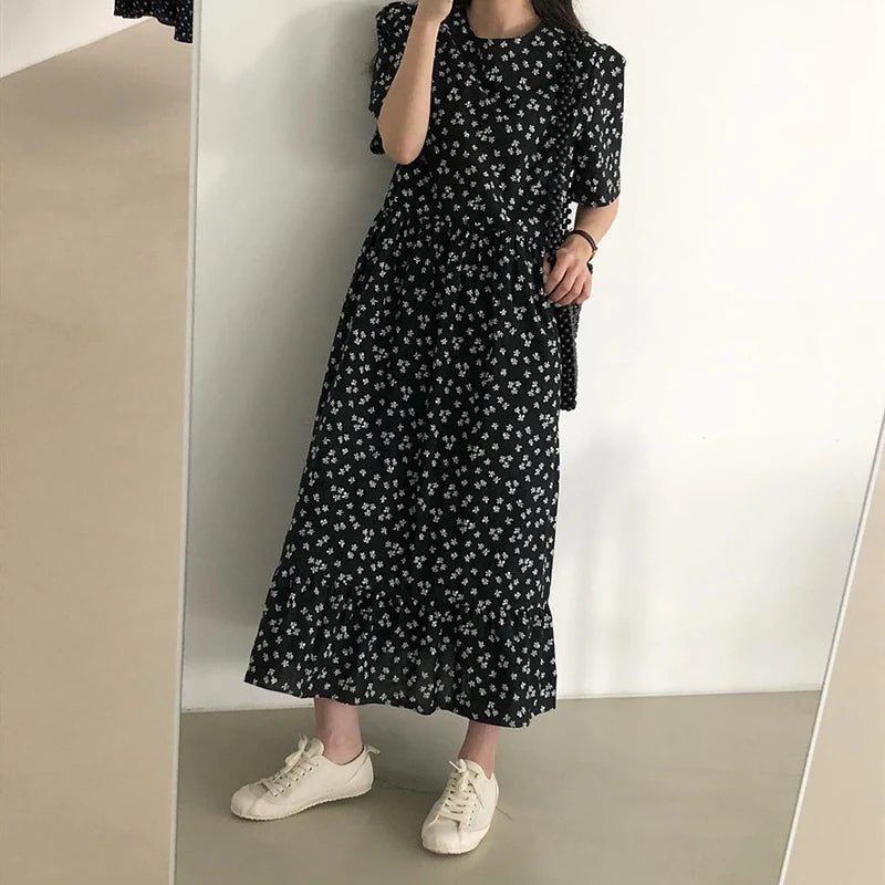 Floral Dress Lady Versatile Holiday Long Dress