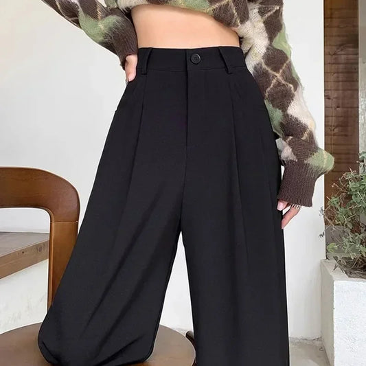Suit Pants Breathable  High Waist Wide Leg