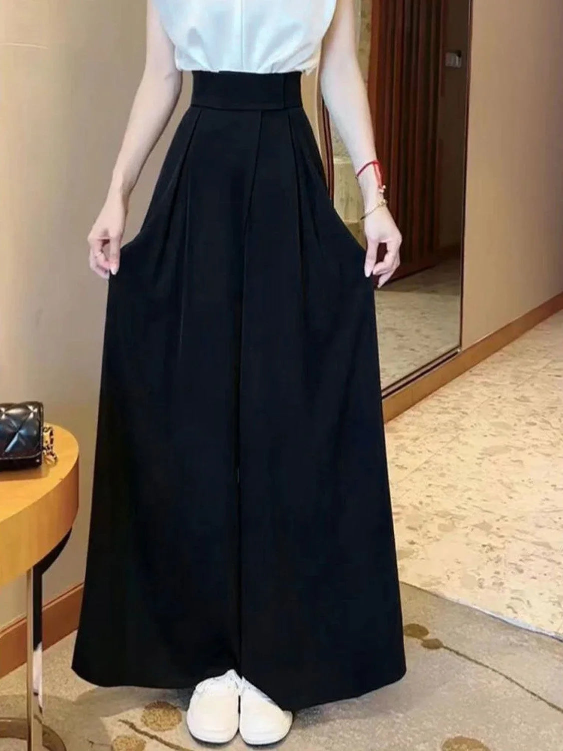 Wide Leg Pants High Waist Pleated Fashion