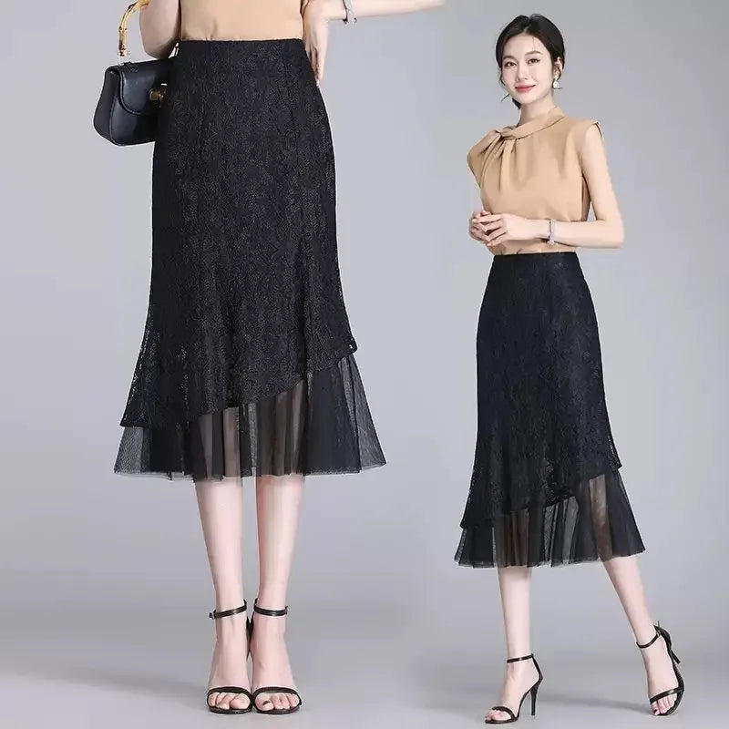 Skirt Floral Long Wrap Zipper A Line