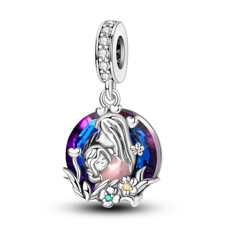 925 Silver Charms Colorful Pendants Charm Bracelet
