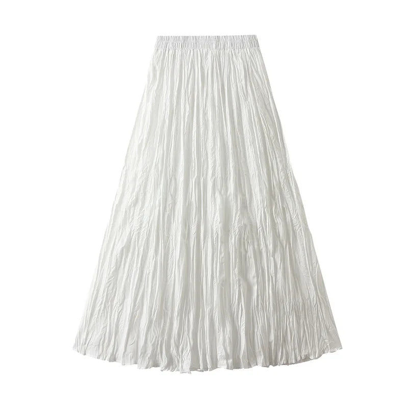 Pleated A-line Midi Skirt