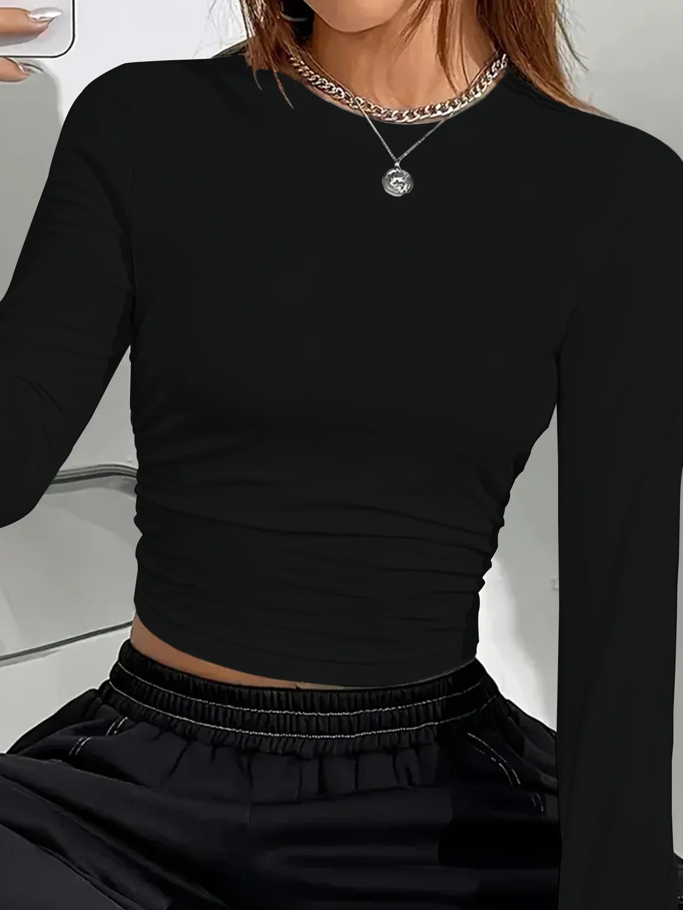 Long Sleeve Round Neck Casual T-Shirt