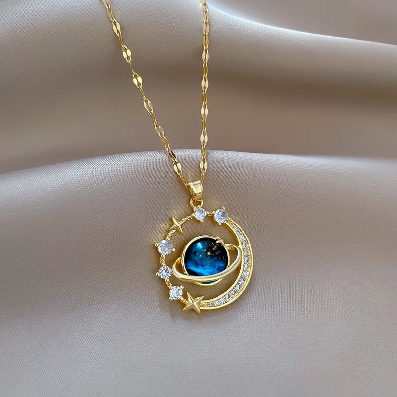Exquisite Starry Sky Planet Luxury Temperament Necklace