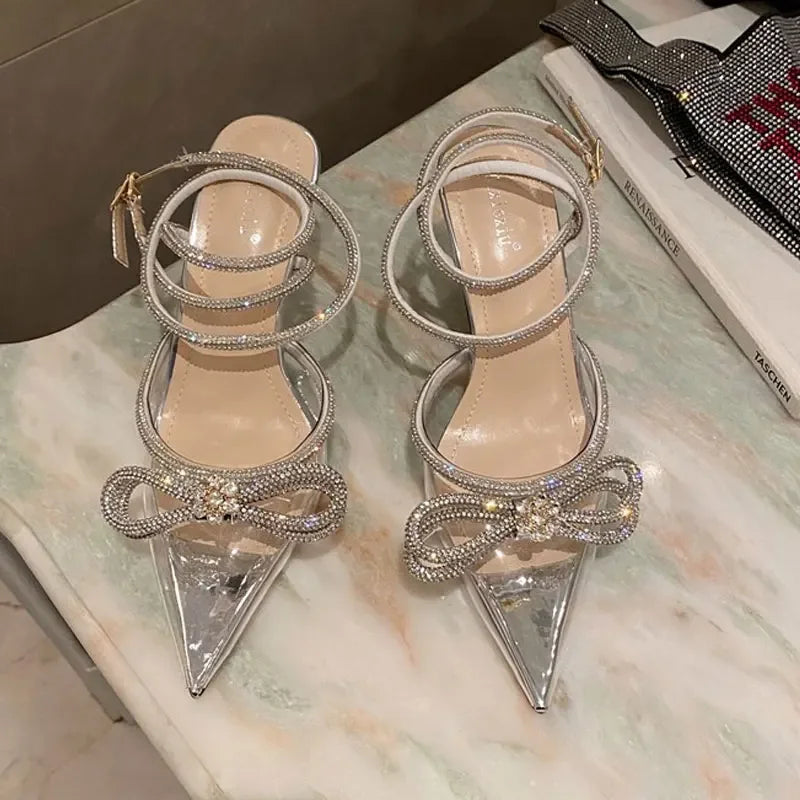 Rhinestone Pumps Crystal Bowknot Sandals Shoes