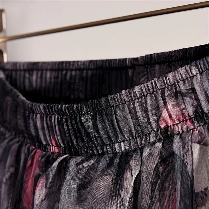 Vintage Chiffon High Waist Long Skirt