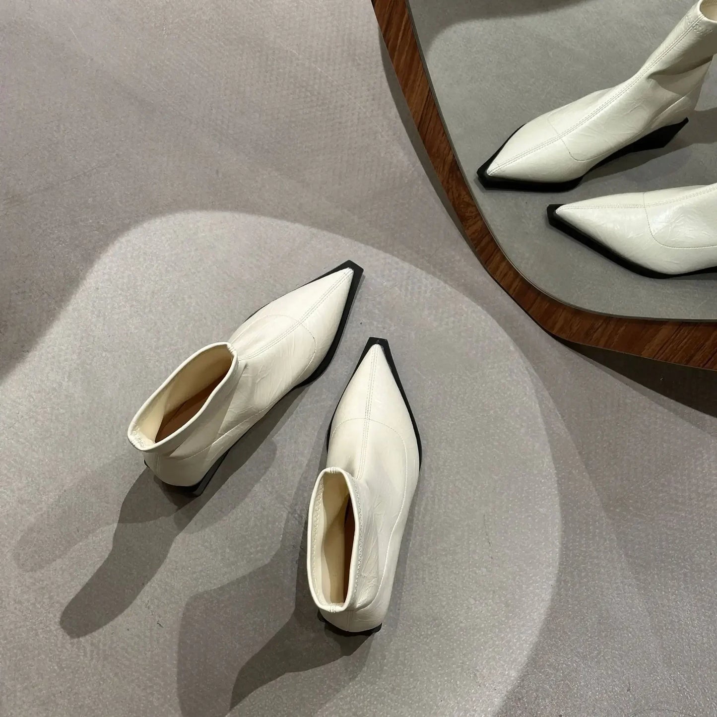 Ankle Boots Pointed Toe Low Heel