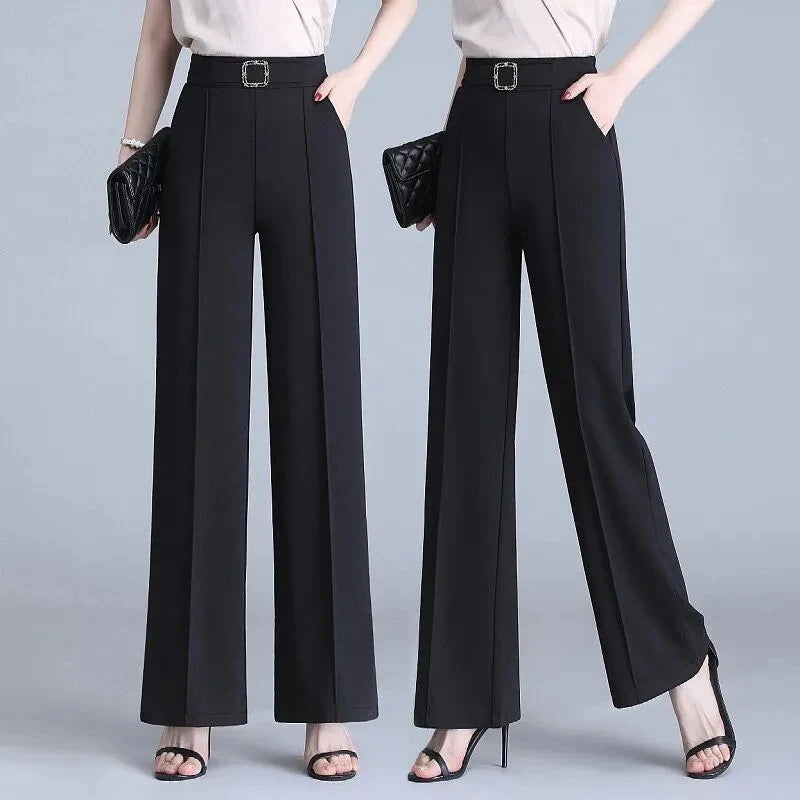 High Waist Wide Leg Straight Suit Trousers
