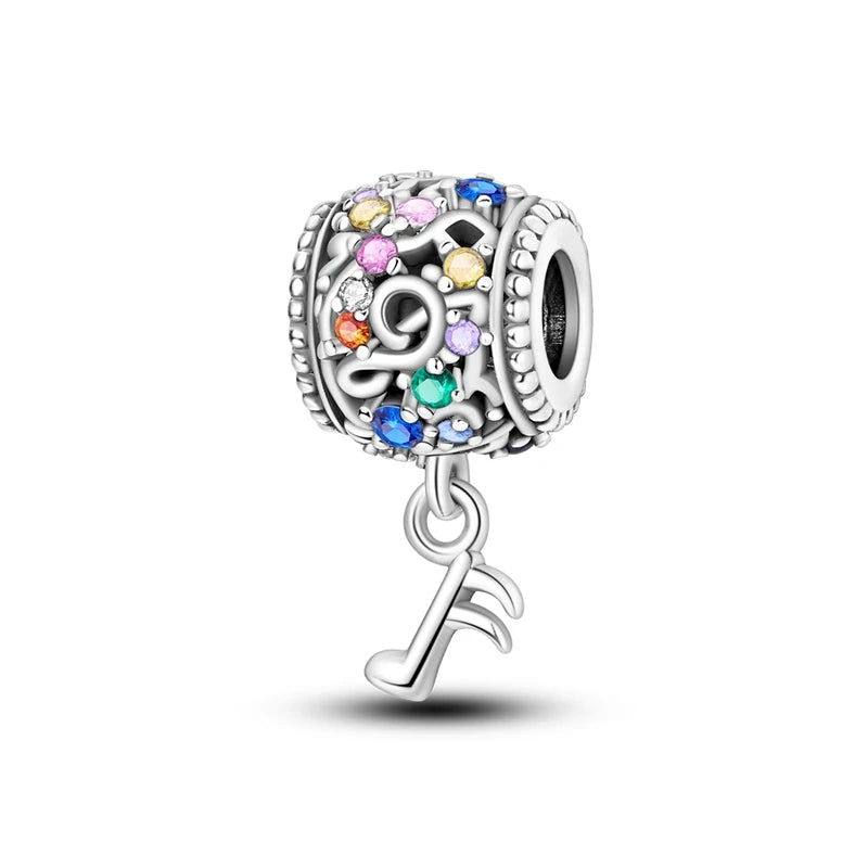 925 Silver Charms Colorful Pendants Charm Bracelet