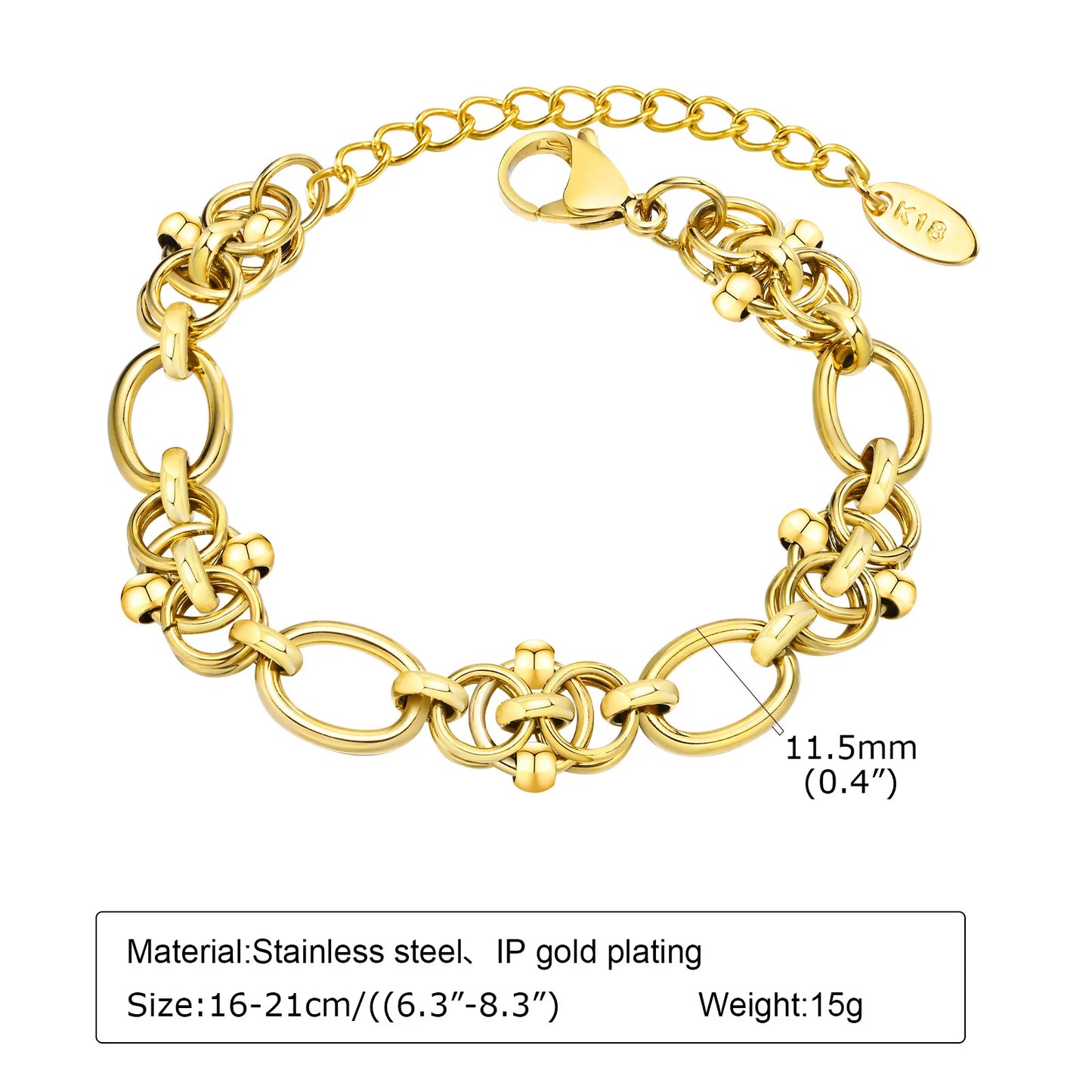 Gold Plated Layering Bracelets Wristband Waterproof Jewelry
