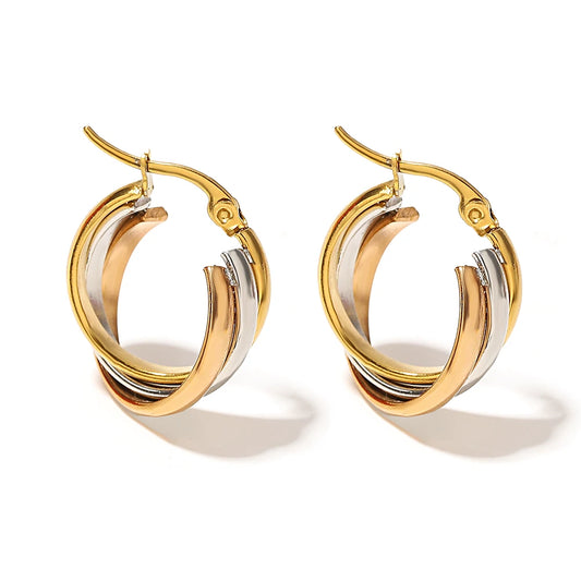 Trendy Stainless Steel U-shaped Twisted Hoop Earrings