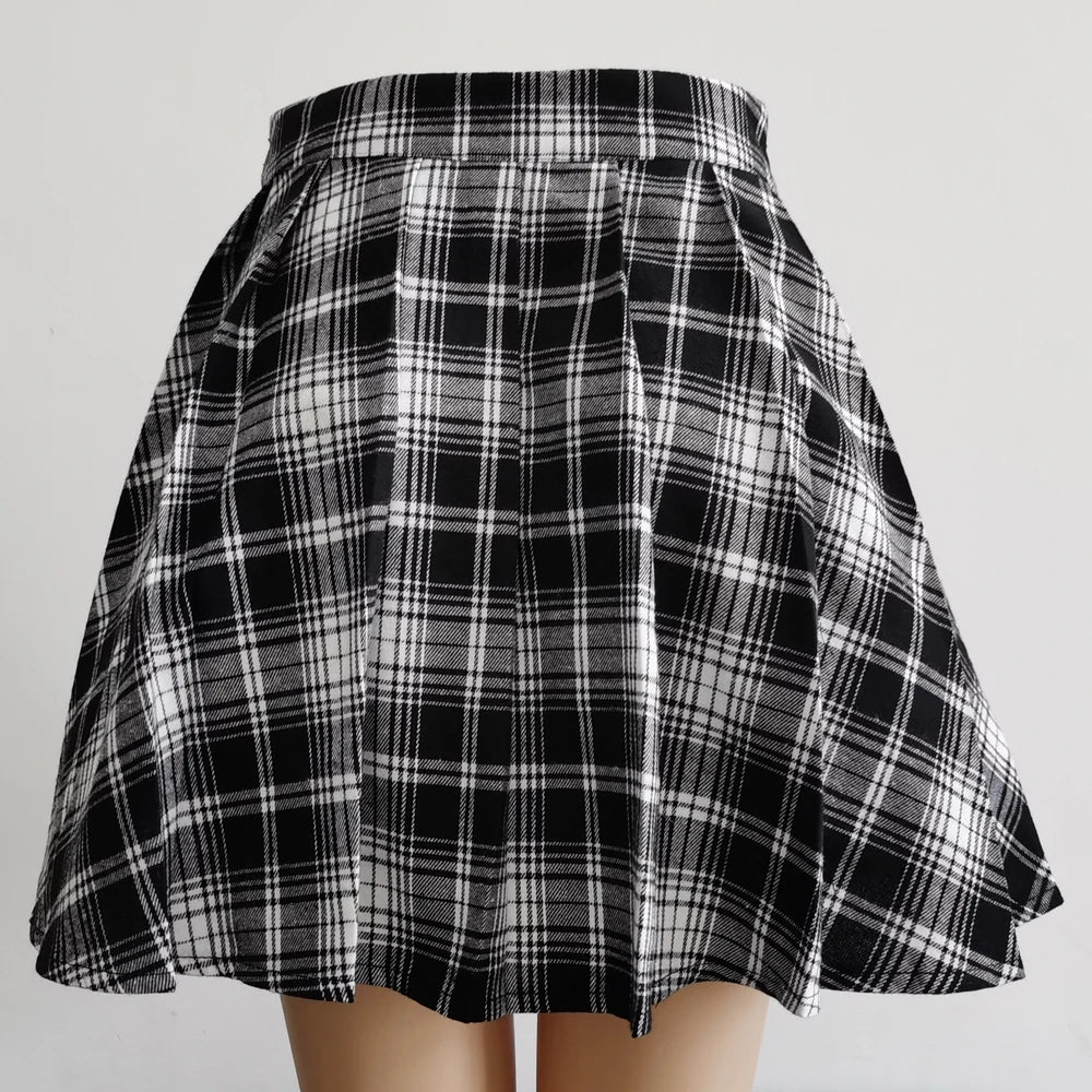 Mini High Waist Plaid Pleated Skirt