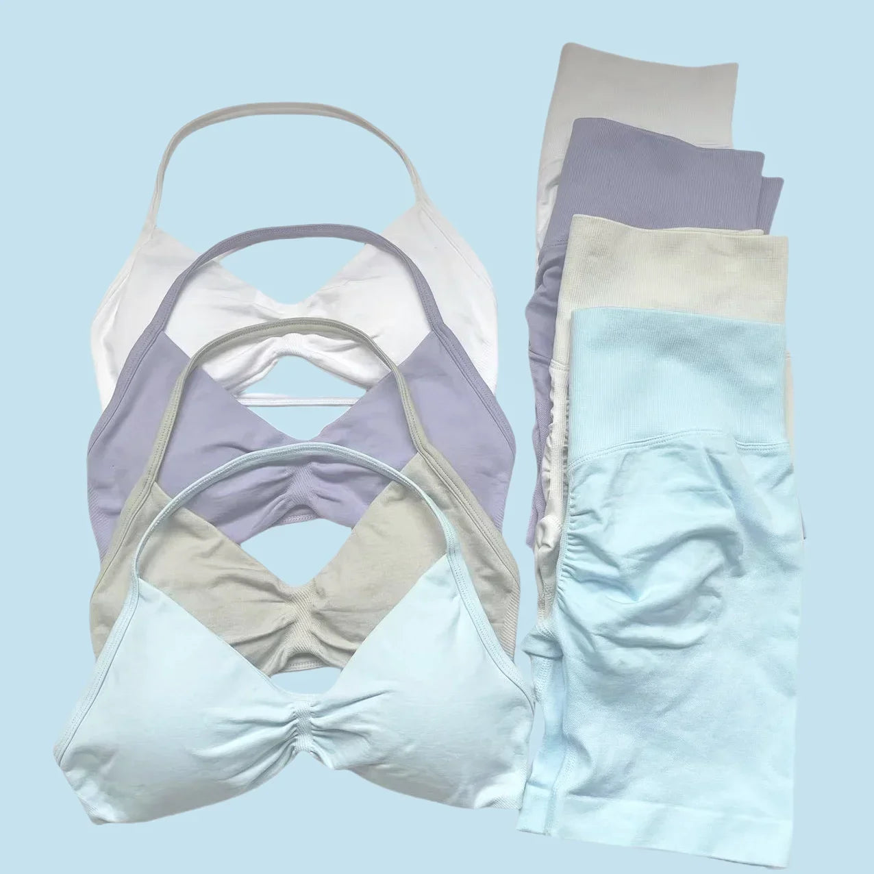 2 Piece Strappy Yoga Bra Top  Shorts Fitness