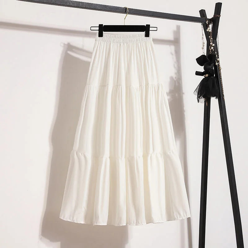 White/Black Long  High Waist  A-line