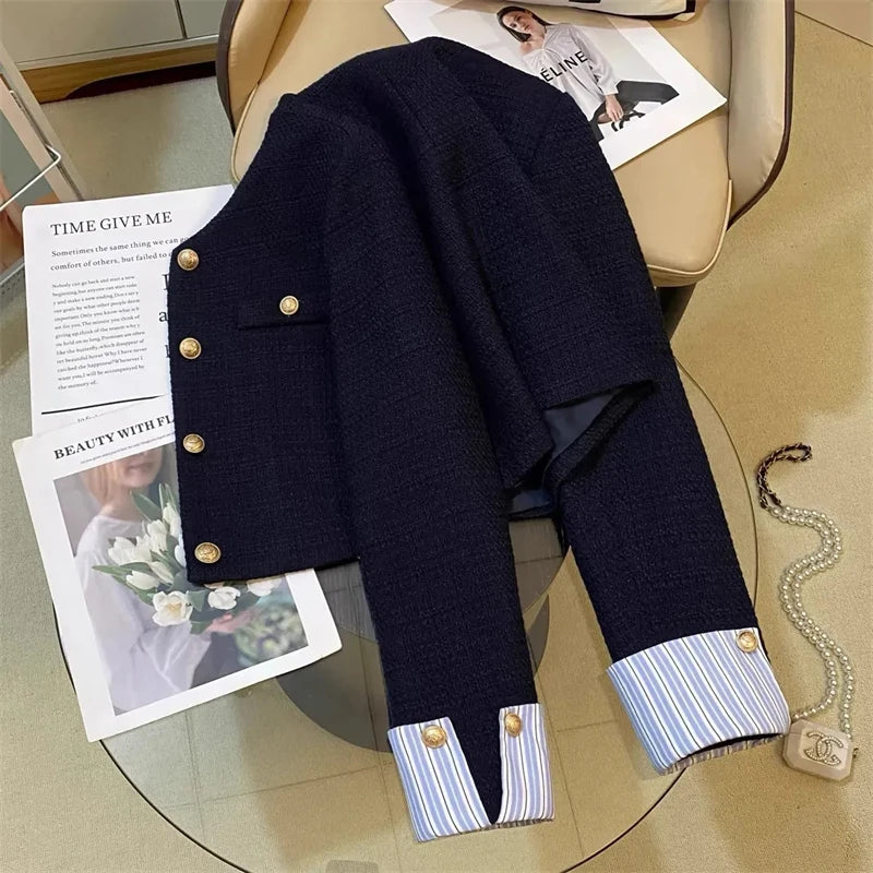 Jacket Fashion Blazer Coat Navy Blue