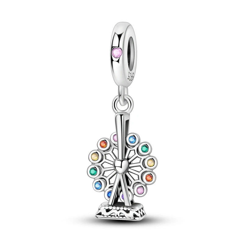 925 Silver Charms Colorful Pendants Charm Bracelet