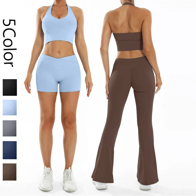 Yoga Set  Sexy Sports Bra/ Flared Leggings