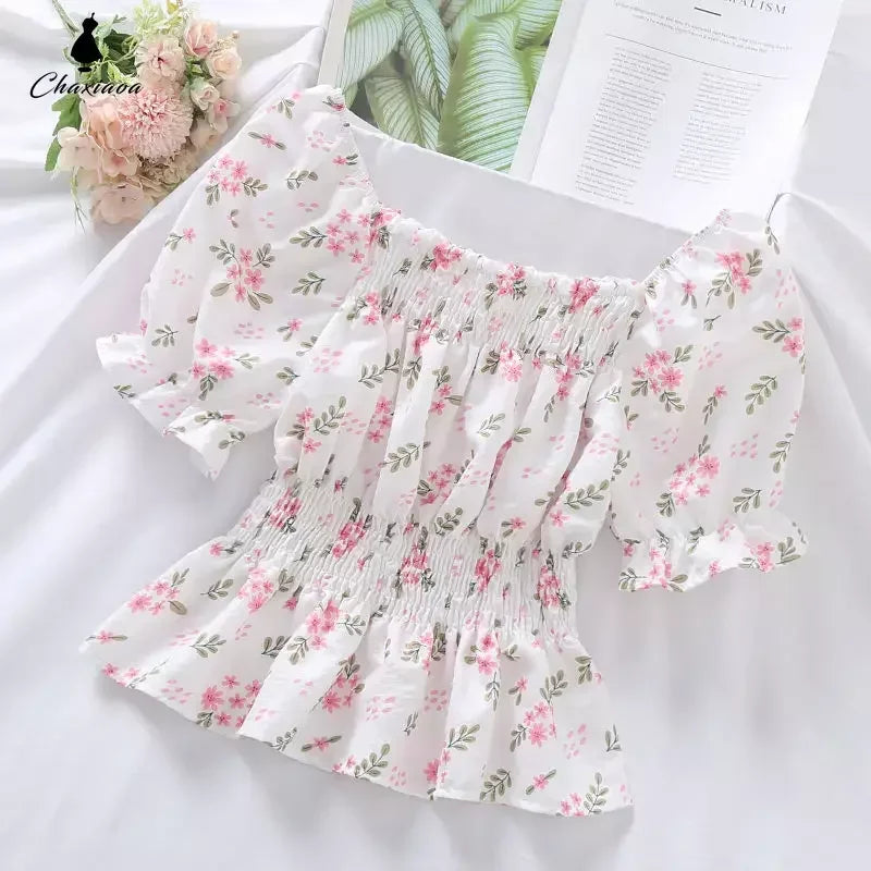 Pleat Design Slim Elastic Waist Cropped T-shirt