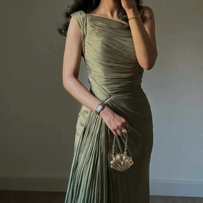 One Shoulder Evening  Slit Long Dresses